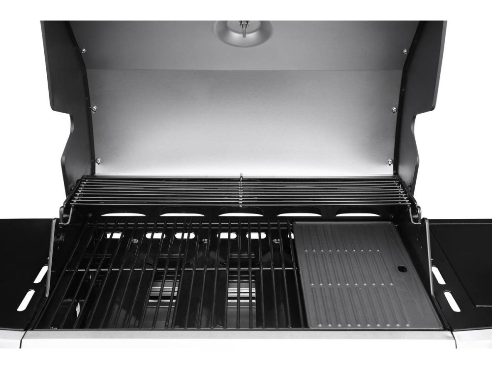 Gas barbecue with LED "Bingo 5" - 5 Burners including 1 lateral - 15.2kW + Protective cover - Silver