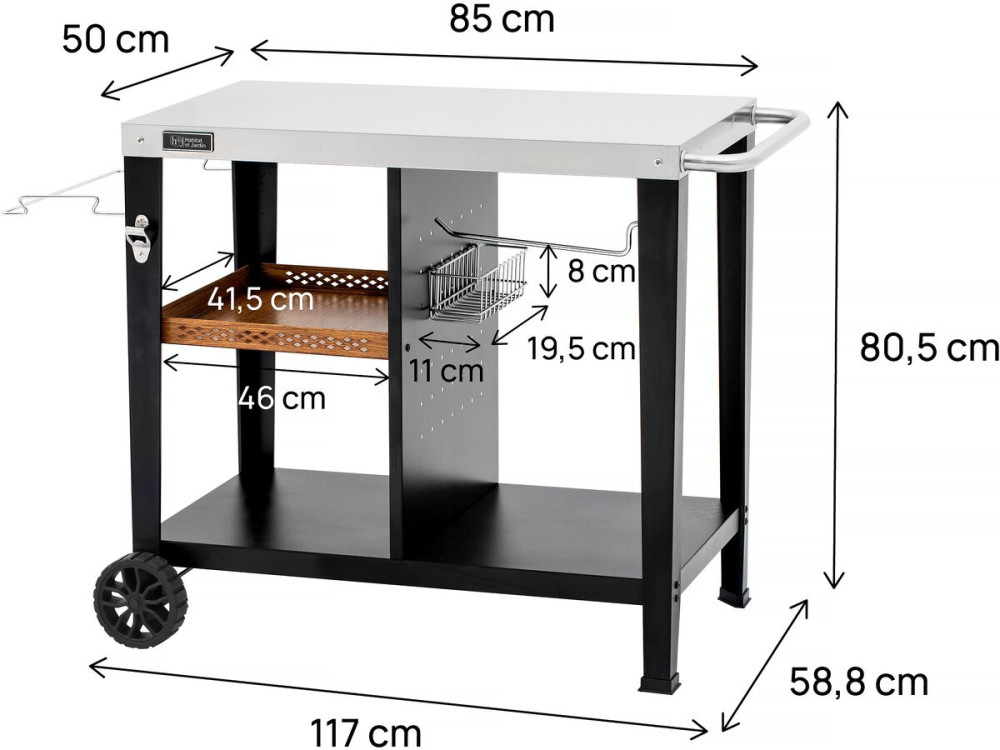 Gelia" metal barbecue sideboard - 117 x 59 x 80 cm - Black
