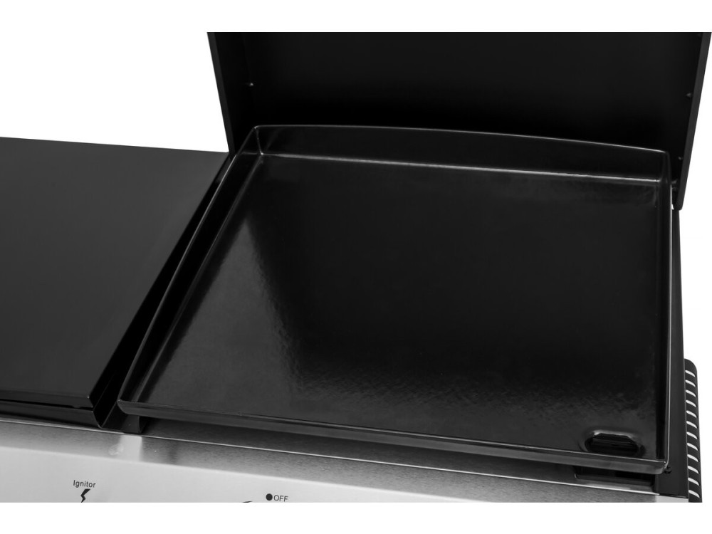 Rasio" gas griddle with lid - 7.5 KW - 3 burners - Black