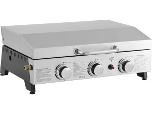 Gas griddle with 3 burners and metal lid "Fasto" - 7.5 kw - Grey