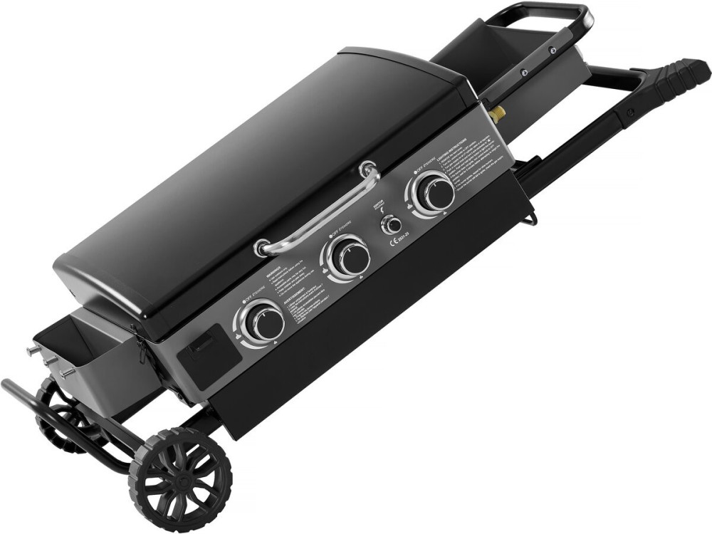 Plancha à gaz avec chariot pliable et portable "Firo" - 7,5 kw - Black