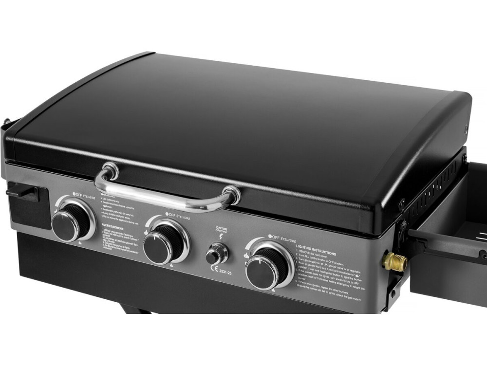Plancha à gaz avec chariot pliable et portable "Firo" - 7,5 kw - Black