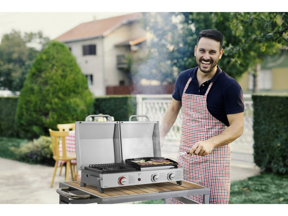 Plancha gas grill and plancha "Flamo" - 3 burners - Grey