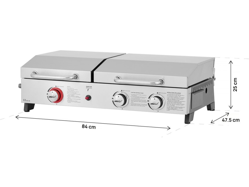 Plancha gas grill and plancha "Flamo" - 3 burners - Grey