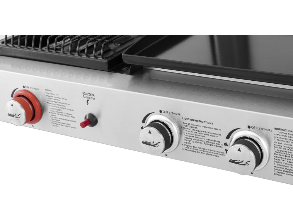 Plancha gas grill and plancha "Flamo" - 3 burners - Grey
