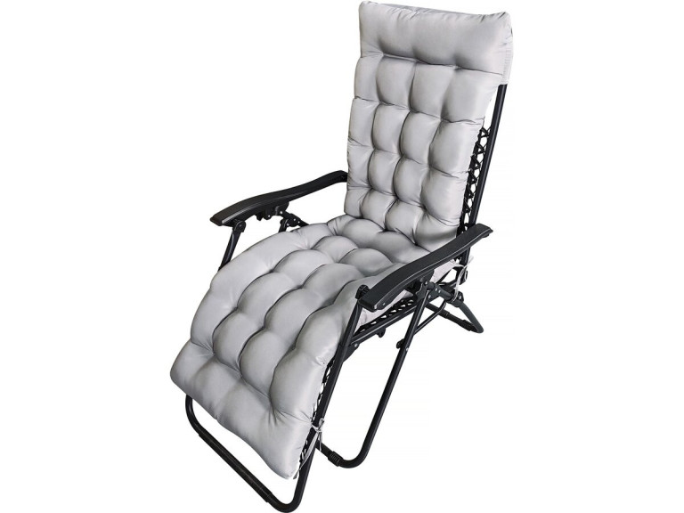 Romy" fabric garden armchair cushion - 164 x 52 x 10 cm - Light grey