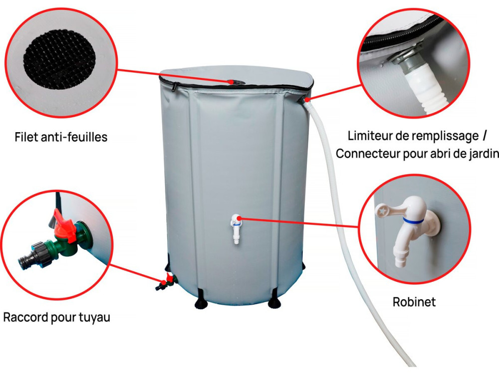 250 L flexible PVC water collector - Grey
