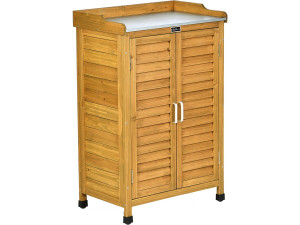 Alexia" wooden garden cabinet with castors - 66 x 41 x 101 cm - Brown