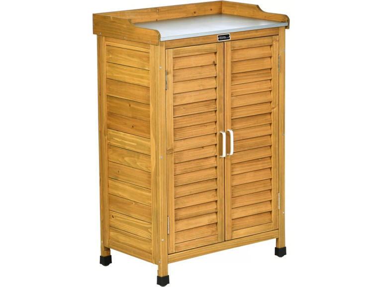 Alexia" wooden garden cabinet with castors - 66 x 41 x 101 cm - Brown