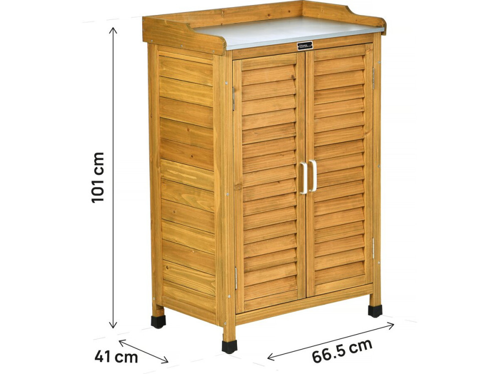 Alexia" wooden garden cabinet with castors - 66 x 41 x 101 cm - Brown