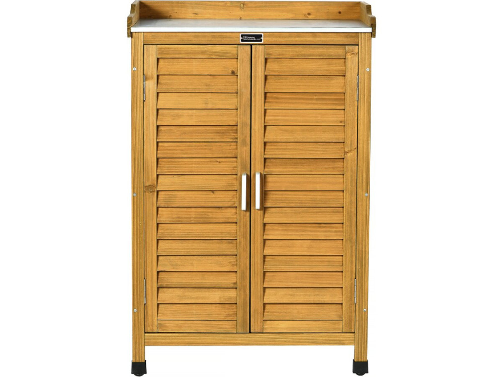 Alexia" wooden garden cabinet with castors - 66 x 41 x 101 cm - Brown