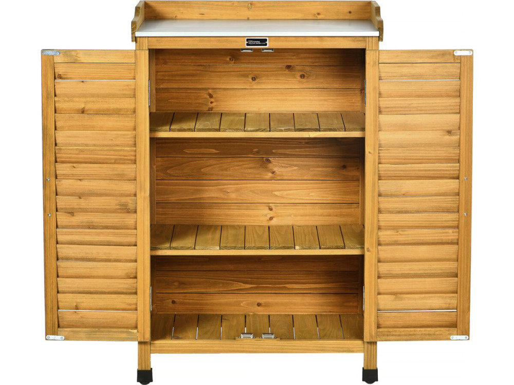 Alexia" wooden garden cabinet with castors - 66 x 41 x 101 cm - Brown