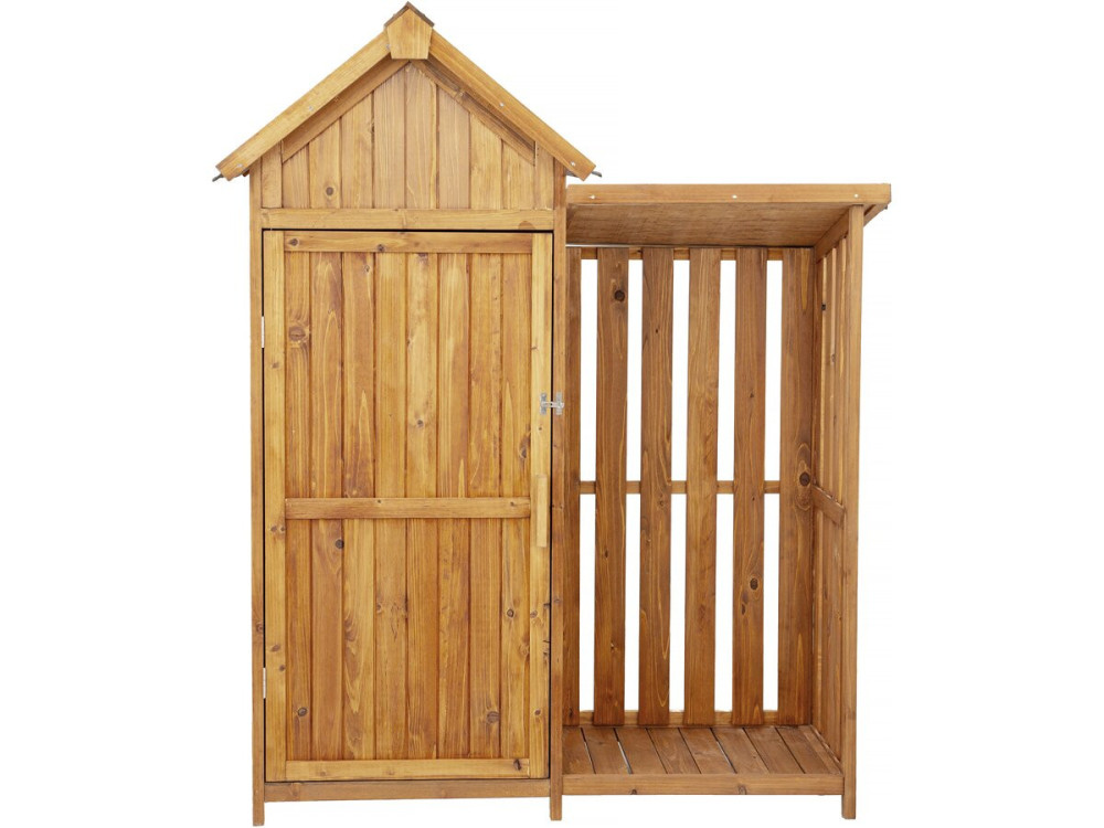 Noé" wooden garden cabinet with log storage - 136 x 57 x 170 cm - Brown