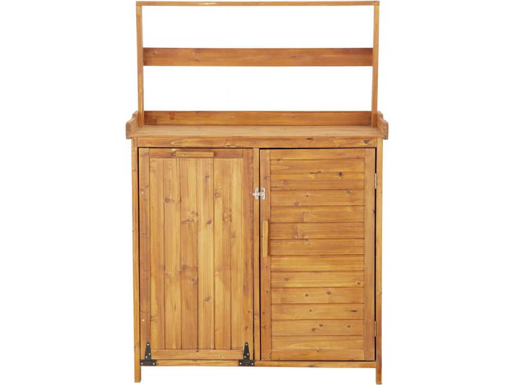 Lou" wooden garden cabinet with integrated waste garbage can - Brown