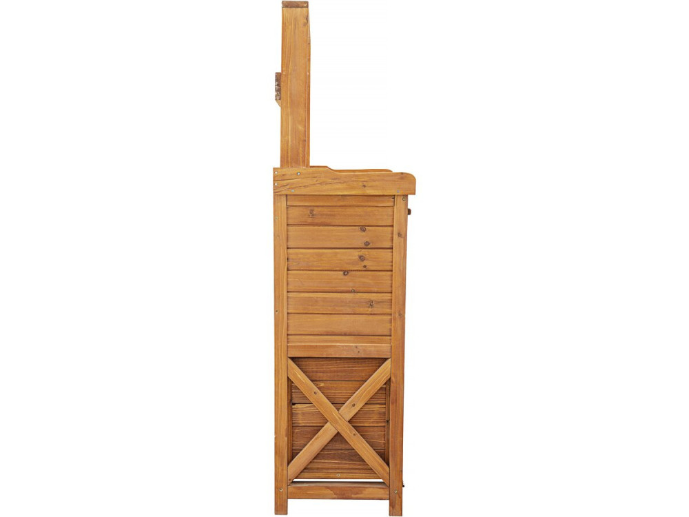 Lou" wooden garden cabinet with integrated waste garbage can - Brown