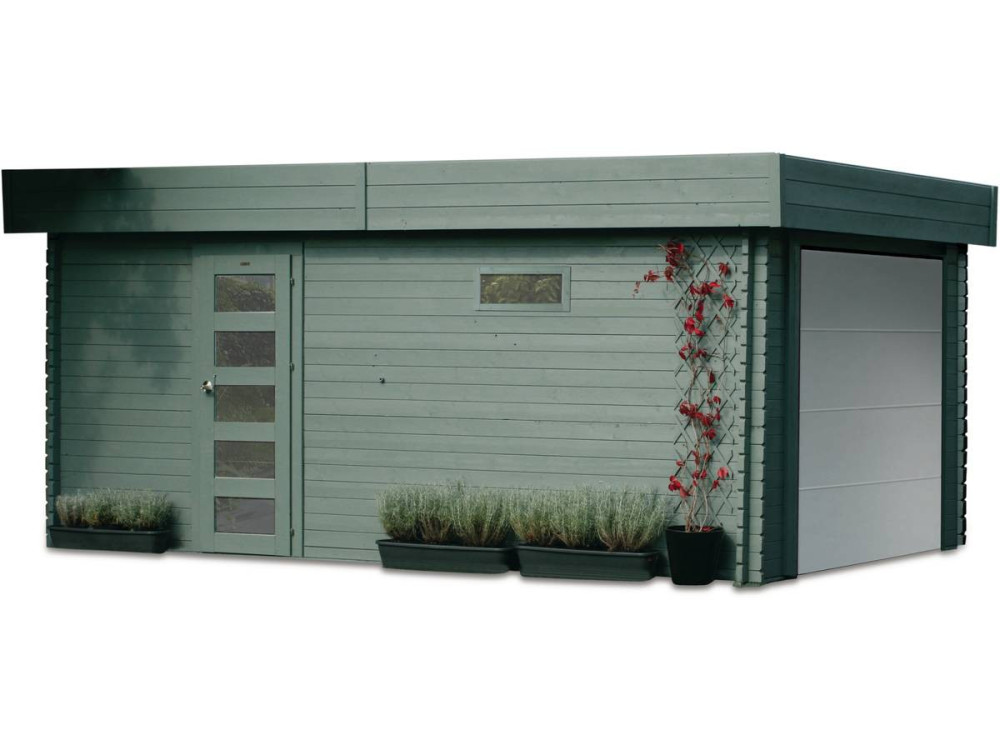 Garage "Modern" - 19.26 m² - 3.58 x 5.38 x 2.56 m - 40 mm - Motorized door