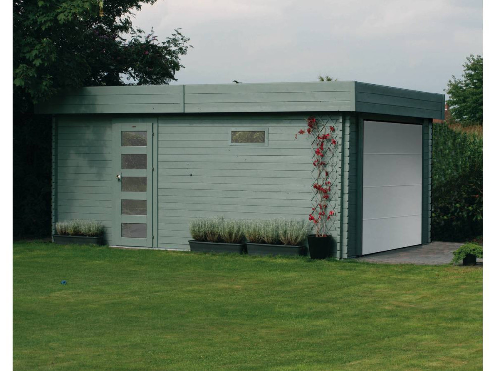 Garage "Modern" - 19.26 m² - 3.58 x 5.38 x 2.56 m - 40 mm - Motorized door