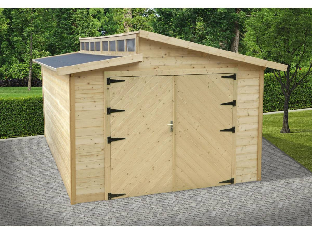 Torino" wooden garage - 20.88 m2 - 3.64 x 5.74 x 2.92 m - 28 mm
