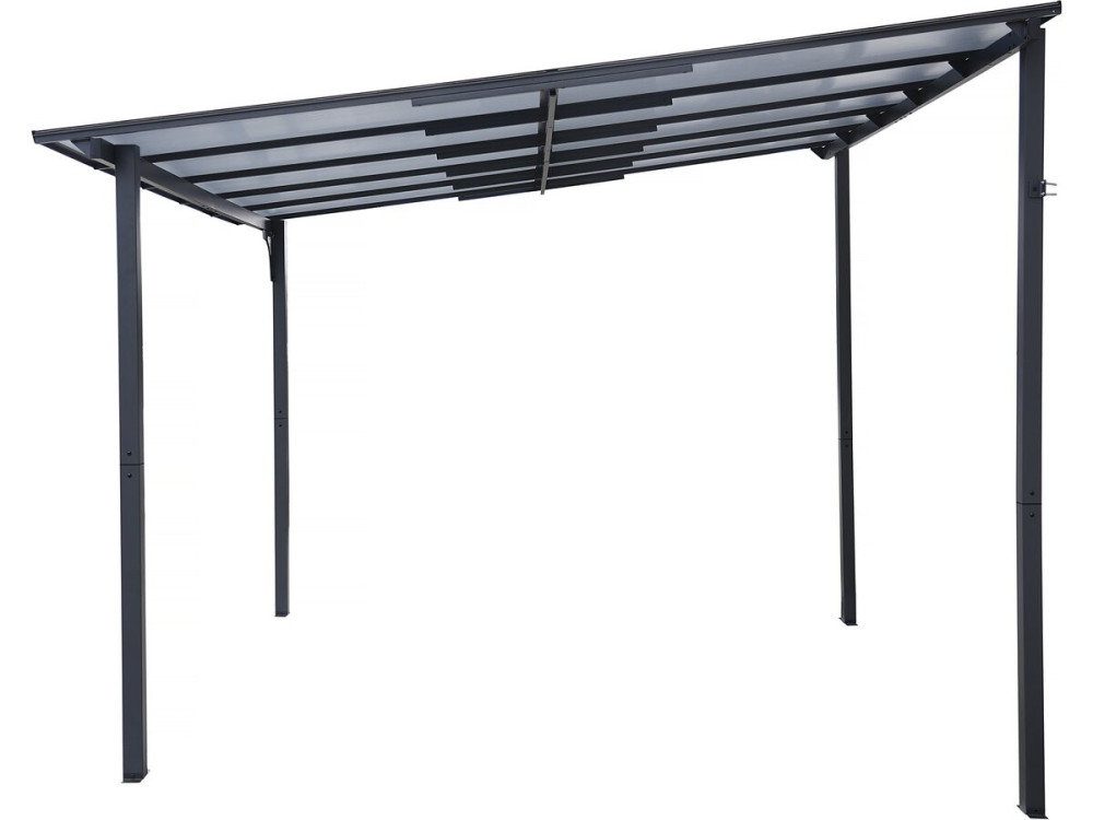 Marvin” lean-to pergola - 3 x 3 m - 304 x 298 x 243 cm - Dark grey