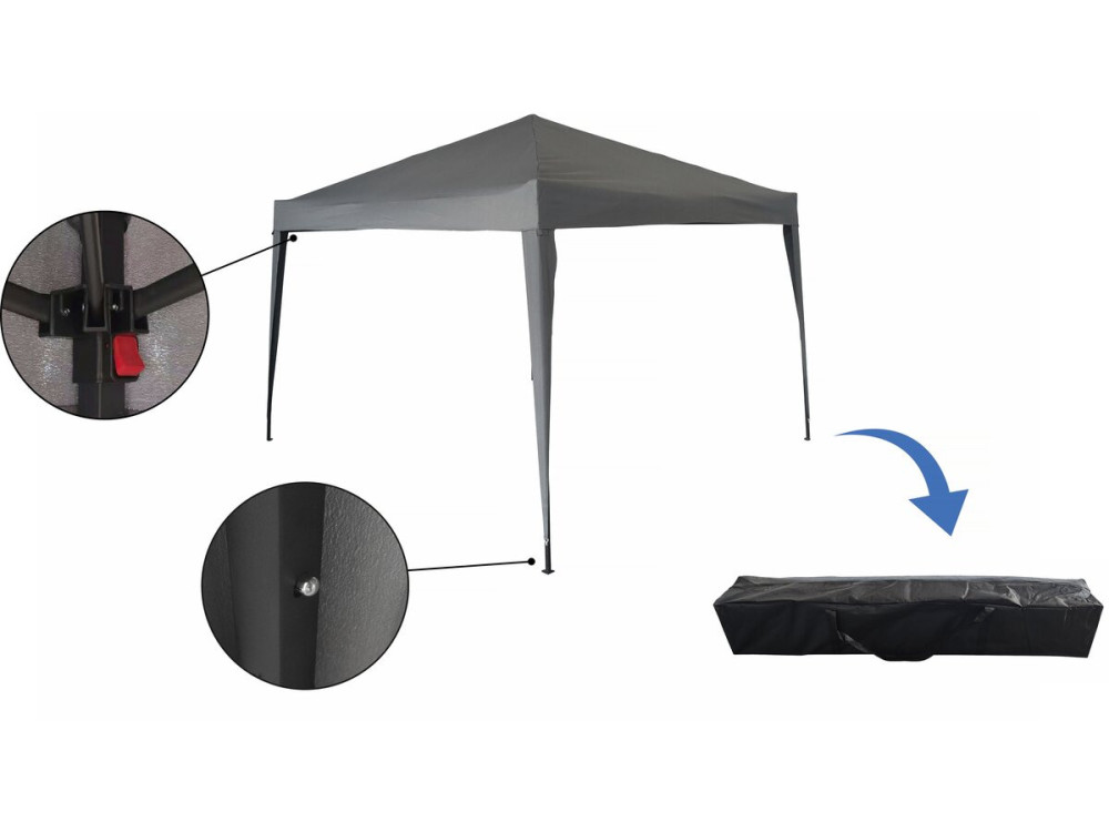 Folding garden arbour "Svetlana 3" - 9 m² - 3 x 3 m - Grey