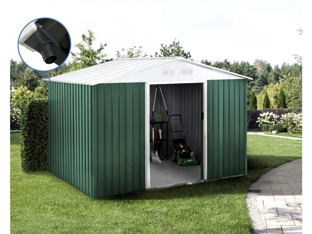 Metal garden shed - "Rosas" - 7.06 m² with gutter
