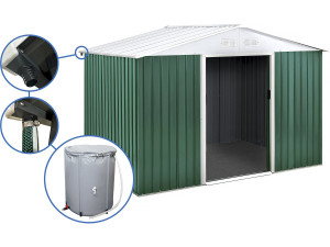 Metal garden shed - "Rosas" - 7.06 m² with water collector and gutter
