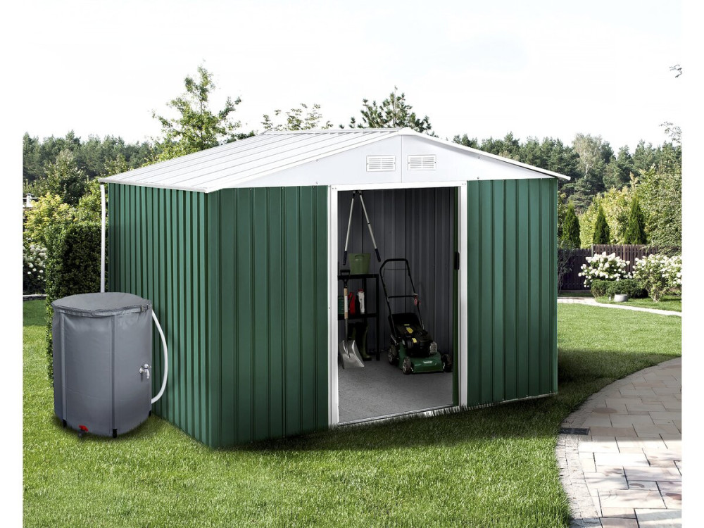 Metal garden shed - "Rosas" - 7.06 m² with water collector and gutter