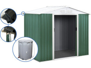 Metal garden shed - "Rosas" - 4.07 m² with water collector and gutter