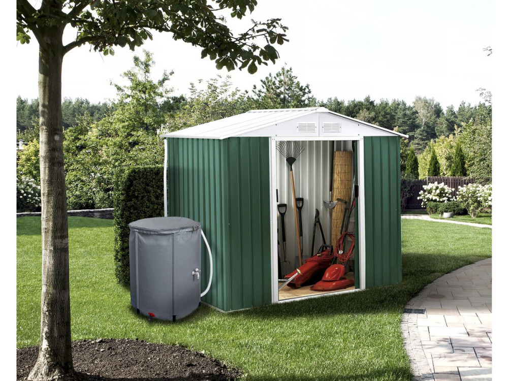 Metal garden shed - "Rosas" - 4.07 m² with water collector and gutter