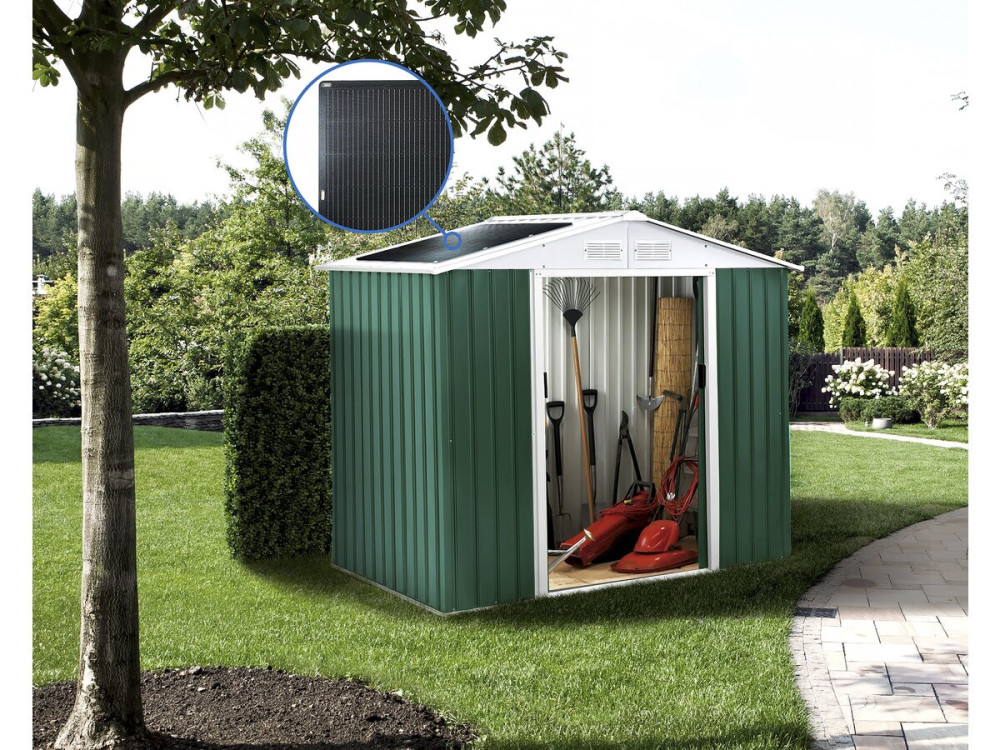 Metal garden shed - "Rosas" - 4.07 m² with solar panels