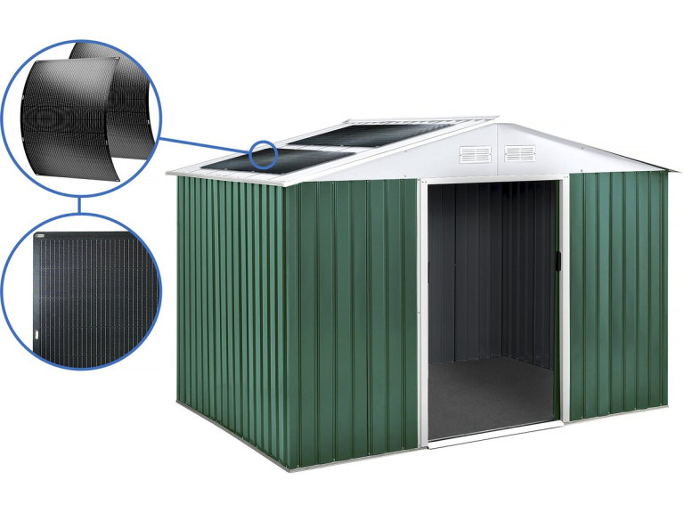 Metal garden shed - "Rosas" - 7.06 m² with solar panels
