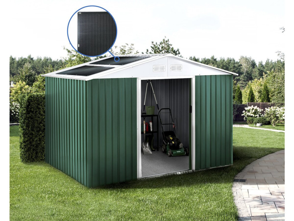 Metal garden shed - "Rosas" - 7.06 m² with solar panels