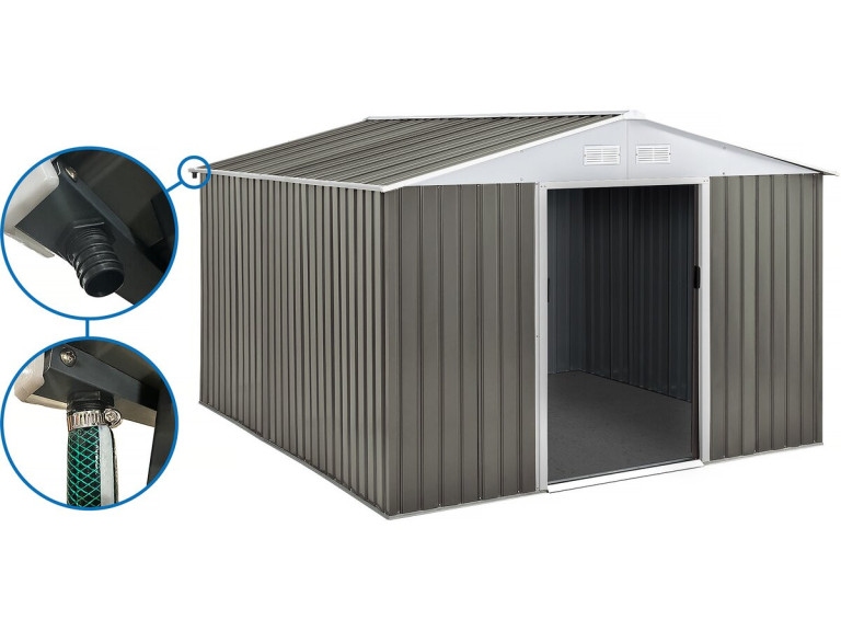 Dallas metal garden shed - 15.16 m² with gutter