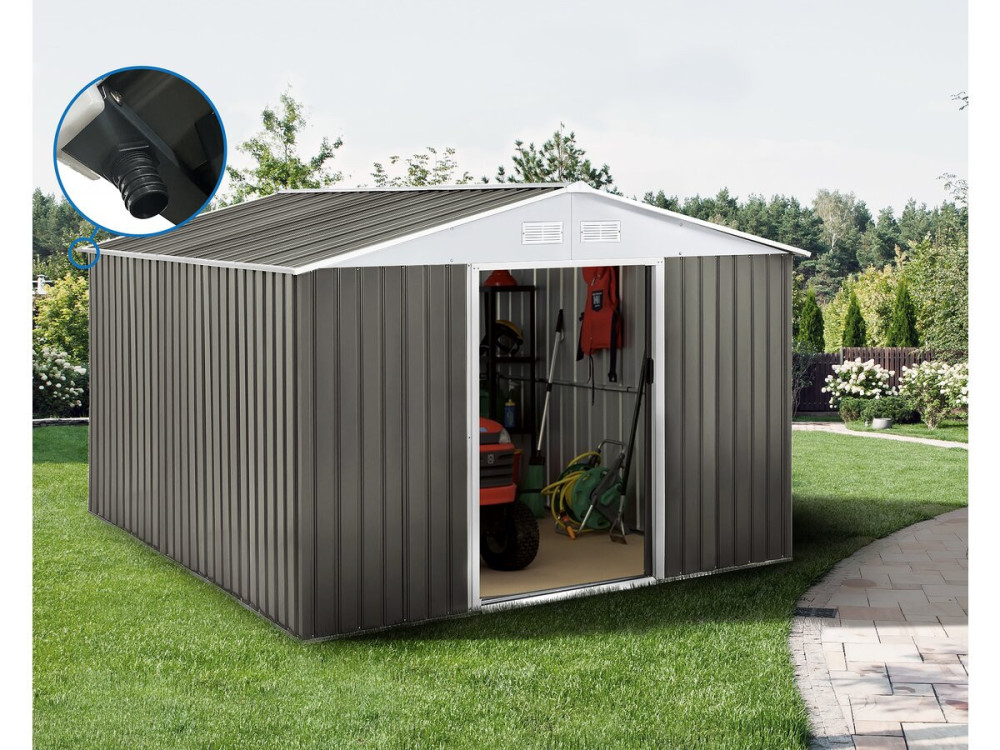 Dallas metal garden shed - 15.16 m² with gutter