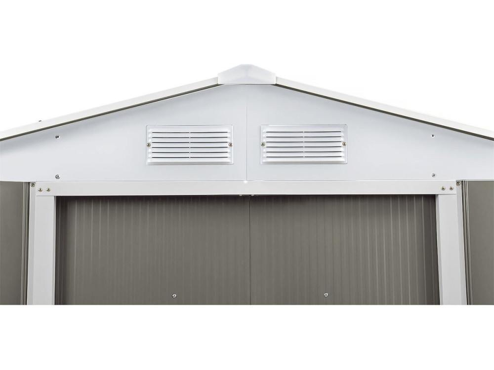 Dallas" metal garden shed - 4.07 m² with gutter and water collector - Taupe