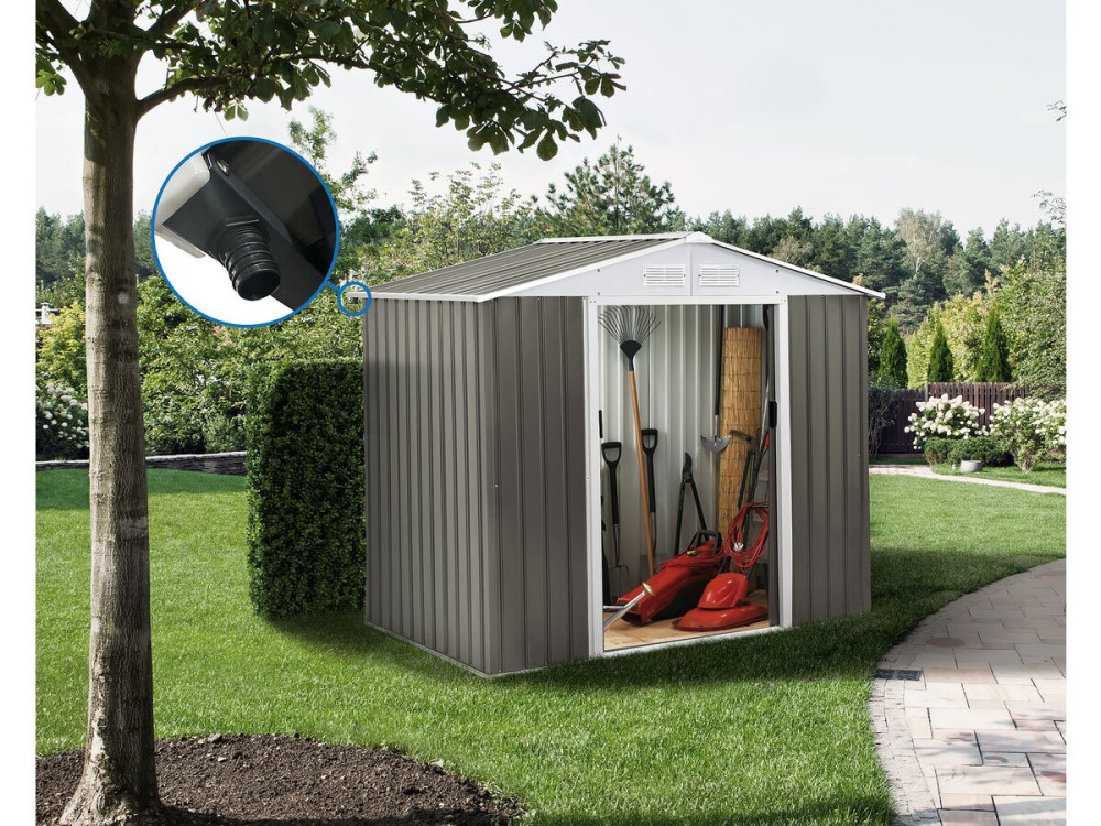 Dallas metal garden shed - 5.29 m² with gutter