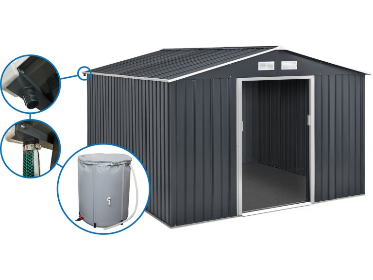 Metal garden shed - "Vegas" - 12.98 m² with gutter and water collector - "Vegas"