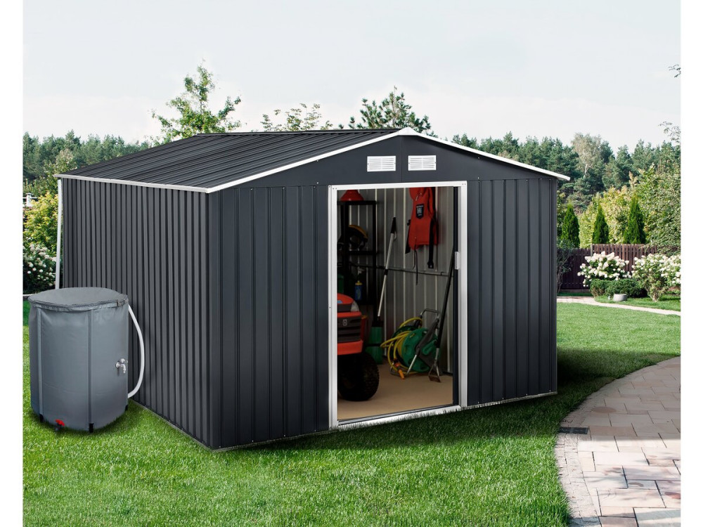 Metal garden shed - "Vegas" - 12.98 m² with gutter and water collector - "Vegas"