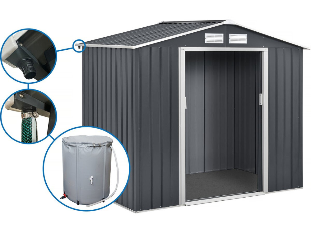 Metal garden shed - "Vegas" - 2.7 m² with gutter and water collector