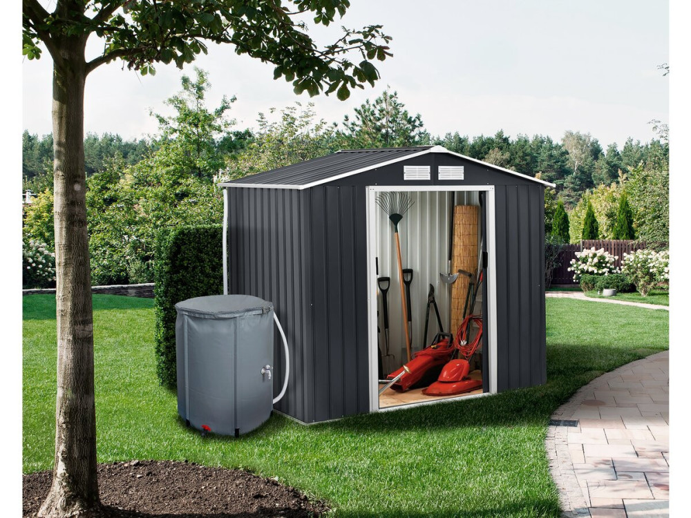 Metal garden shed - "Vegas" - 4.07 m² with gutter and water collector