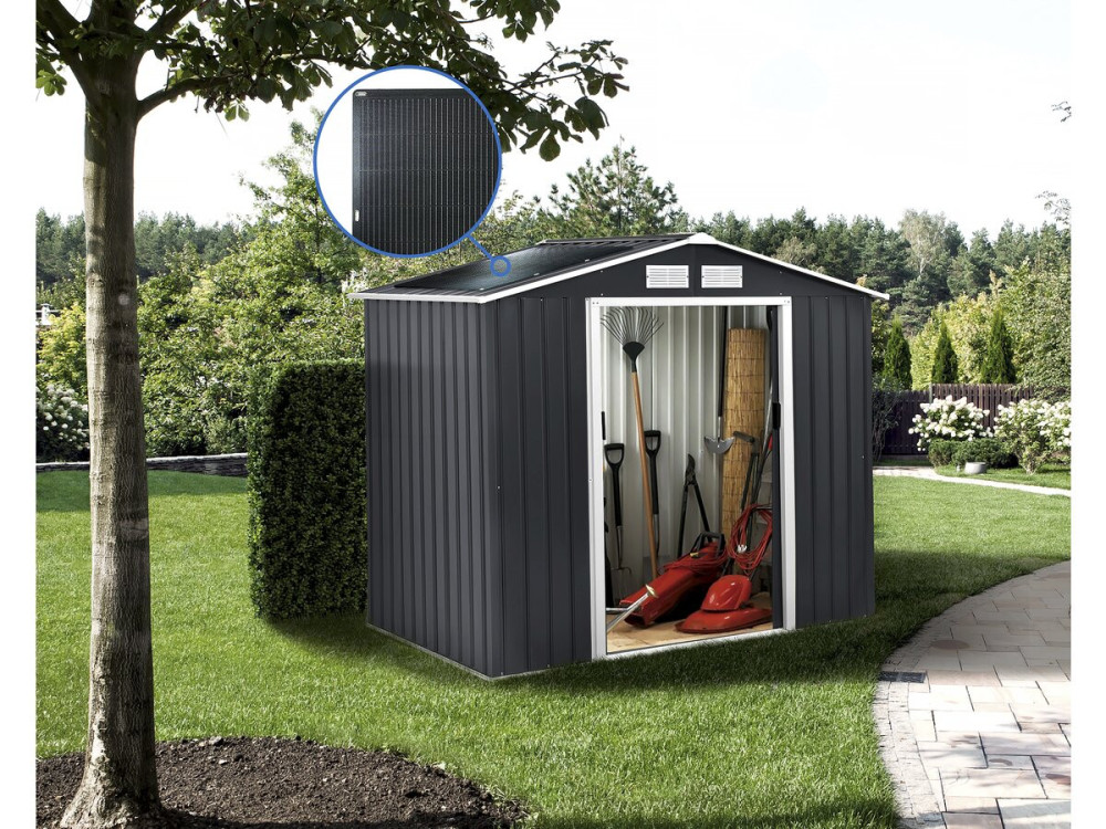 Metal garden shed - "Vegas" - 5.29 m² with solar panels