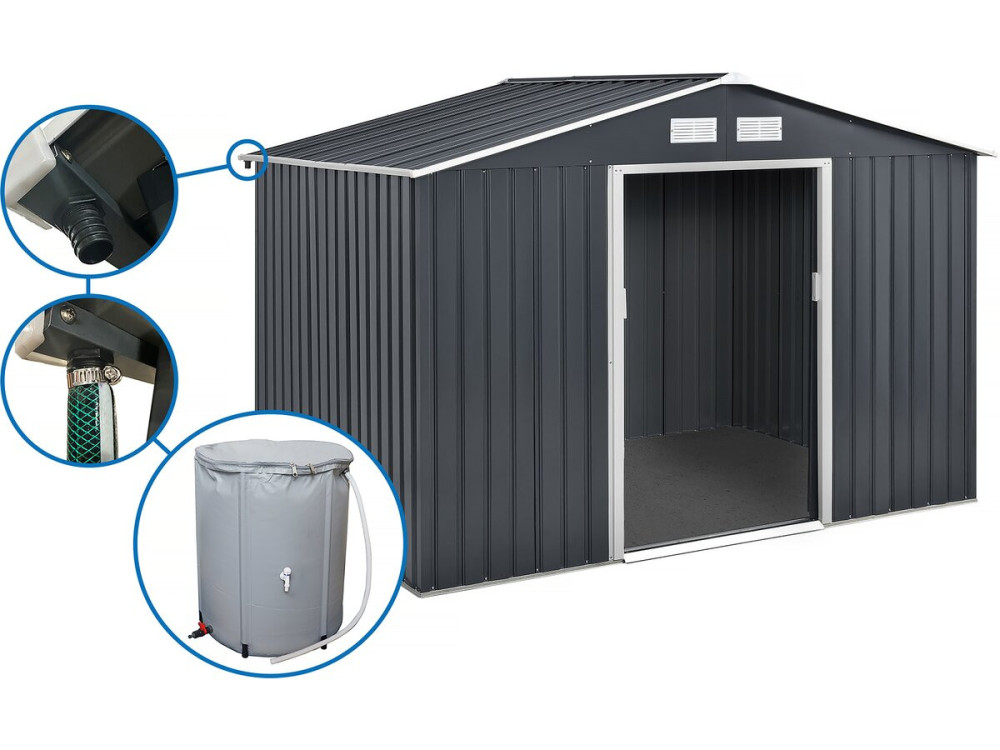 Metal garden shed - "Vegas" - 7.06 m² with gutter and water collector