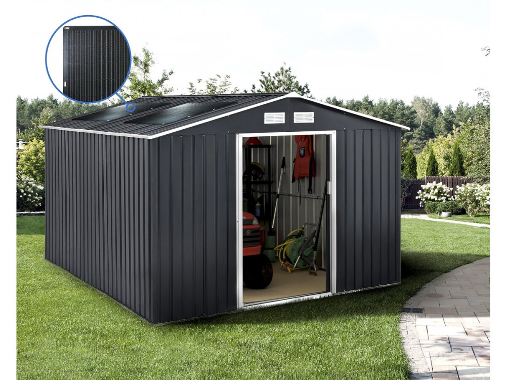 Metal garden shed - "Vegas" - 12.98 m² with solar panels