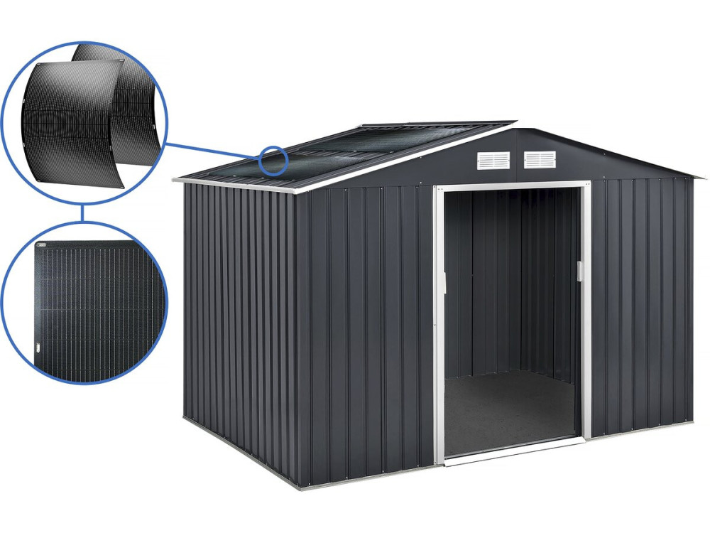 Metal garden shed - "Vegas" - 7.06 m² with solar panels