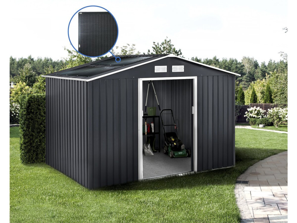 Metal garden shed - "Vegas" - 7.06 m² with solar panels