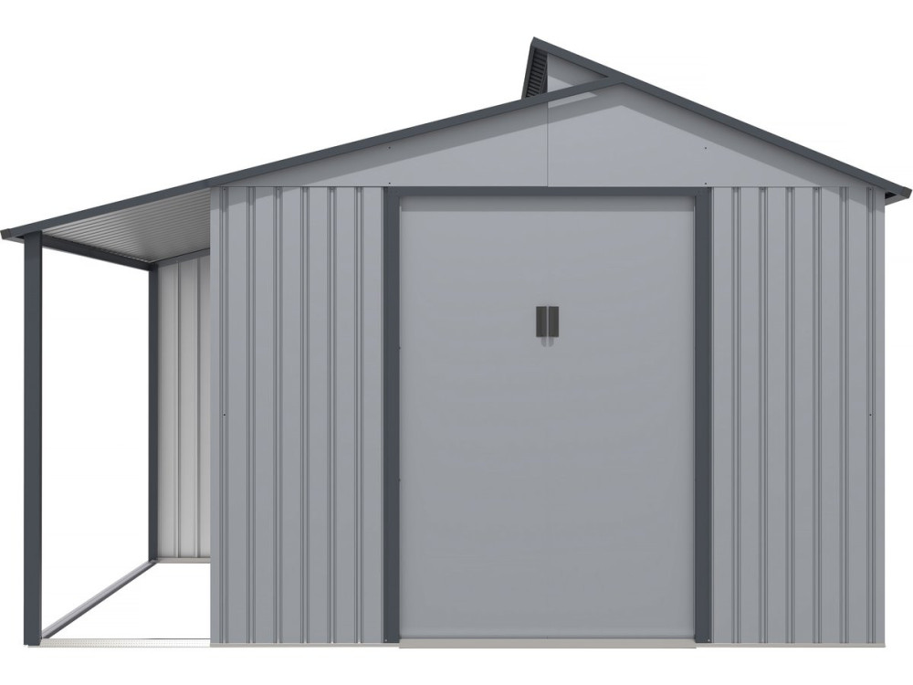 Metal garden shed with pergola "Madras" - 9.12 m² - 355 x 257 x 237 cm - Grey
