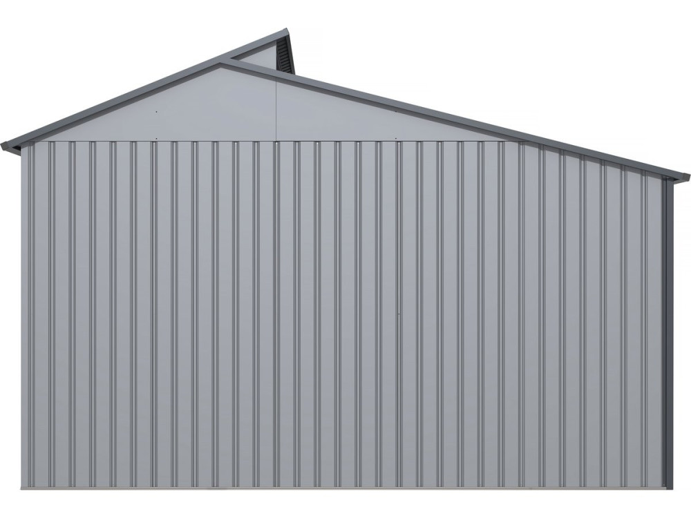 Metal garden shed with pergola "Madras" - 9.12 m² - 355 x 257 x 237 cm - Grey