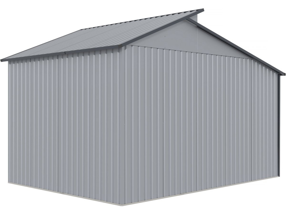 Metal garden shed with pergola "Madras" - 9.12 m² - 355 x 257 x 237 cm - Grey