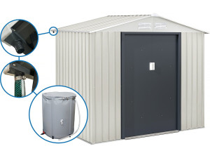 Metal garden shed "Nebraska" - 4.07m² with gutter and rainwater collector