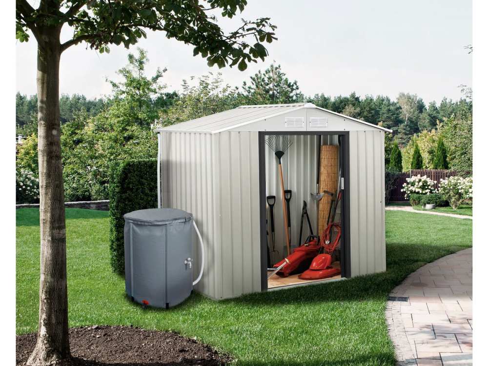 Metal garden shed "Nebraska" - 4.07m² with gutter and rainwater collector
